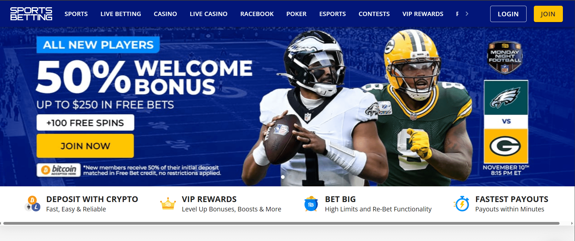 Interface view of Sportsbetting.ag highlighting sharp lines and live betting tools